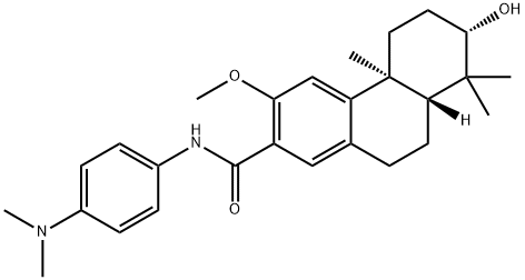 2-Phenanthrenecarboxamide, N-[4-(dimethylamino)phenyl]-4b,5,6,7,8,8a,9,10-octahydro-7-hydroxy-3-methoxy-4b,8,8-trimethyl-, (4bS,7S,8aR)- Struktur