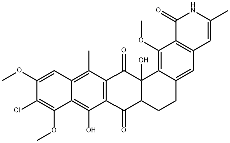 Naphthaceno[2,1-g]isoquinoline-1,8,15(2H)-trione, 11-chloro-6,7,7a,15a-tetrahydro-9,15a-dihydroxy-10,12,16-trimethoxy-3,14-dimethyl- (9CI) Struktur