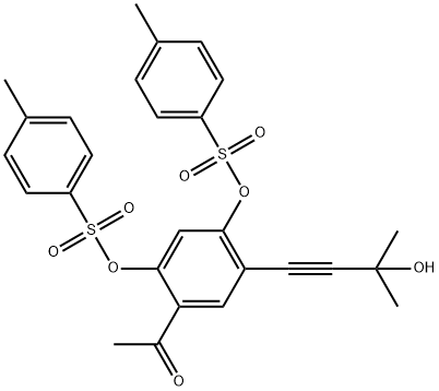 Ethanone, 1-[5-(3-hydroxy-3-methyl-1-butyn-1-yl)-2,4-bis[[(4-methylphenyl)sulfonyl]oxy]phenyl]- Struktur