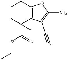 Benzo[b]thiophene-4-carboxylic acid, 2-amino-3-cyano-4,5,6,7-tetrahydro-4-methyl-, ethyl ester Struktur