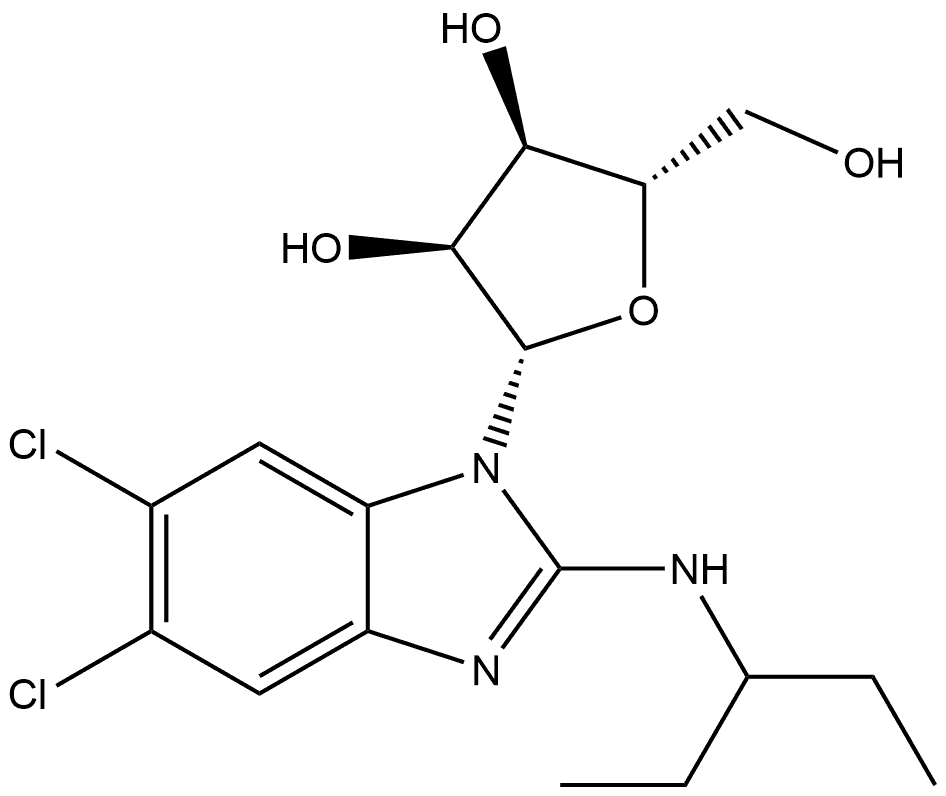 5,6-Dichloro-N-(1-ethylpropyl)-1-β-L-ribofuranosyl-1H-benzimidazol-2-amine Struktur