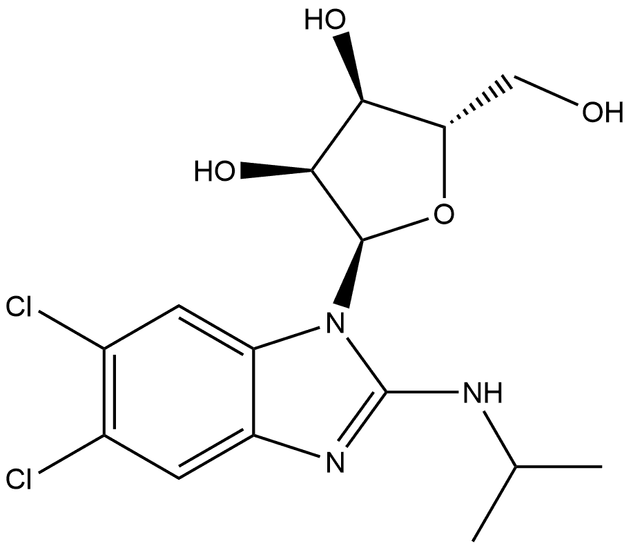 1H-Benzimidazol-2-amine, 5,6-dichloro-N-(1-methylethyl)-1-α-L-ribofuranosyl- Struktur