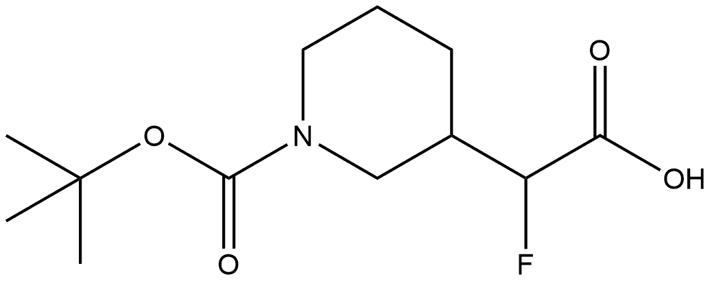 3-Piperidineacetic acid, 1-[(1,1-dimethylethoxy)carbonyl]-α-fluoro- Struktur