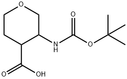 3-((叔丁氧羰基)氨基)四氫-2H-吡喃-4-羧酸 結(jié)構(gòu)式