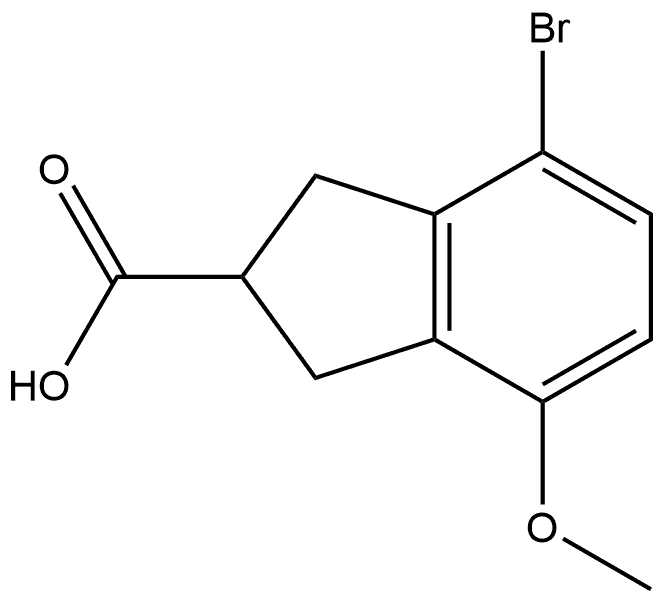 4-bromo-7-methoxy-2,3-dihydro-1H-indene-2-carboxylic acid Struktur