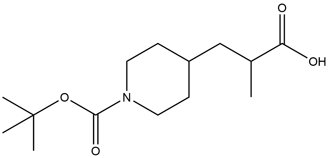 4-Piperidinepropanoic acid, 1-[(1,1-dimethylethoxy)carbonyl]-α-methyl- Struktur