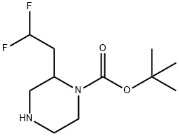 1-Piperazinecarboxylic acid, 2-(2,2-difluoroethyl)-, 1,1-dimethylethyl ester Struktur