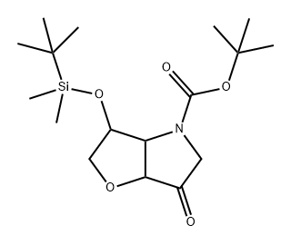 4H-Furo[3,2-b]pyrrole-4-carboxylic acid, 3-[[(1,1-dimethylethyl)dimethylsilyl]oxy]hexahydro-6-oxo-, 1,1-dimethylethyl ester Struktur