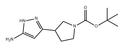 1-Pyrrolidinecarboxylic acid, 3-(5-amino-1H-pyrazol-3-yl)-, 1,1-dimethylethyl ester Struktur