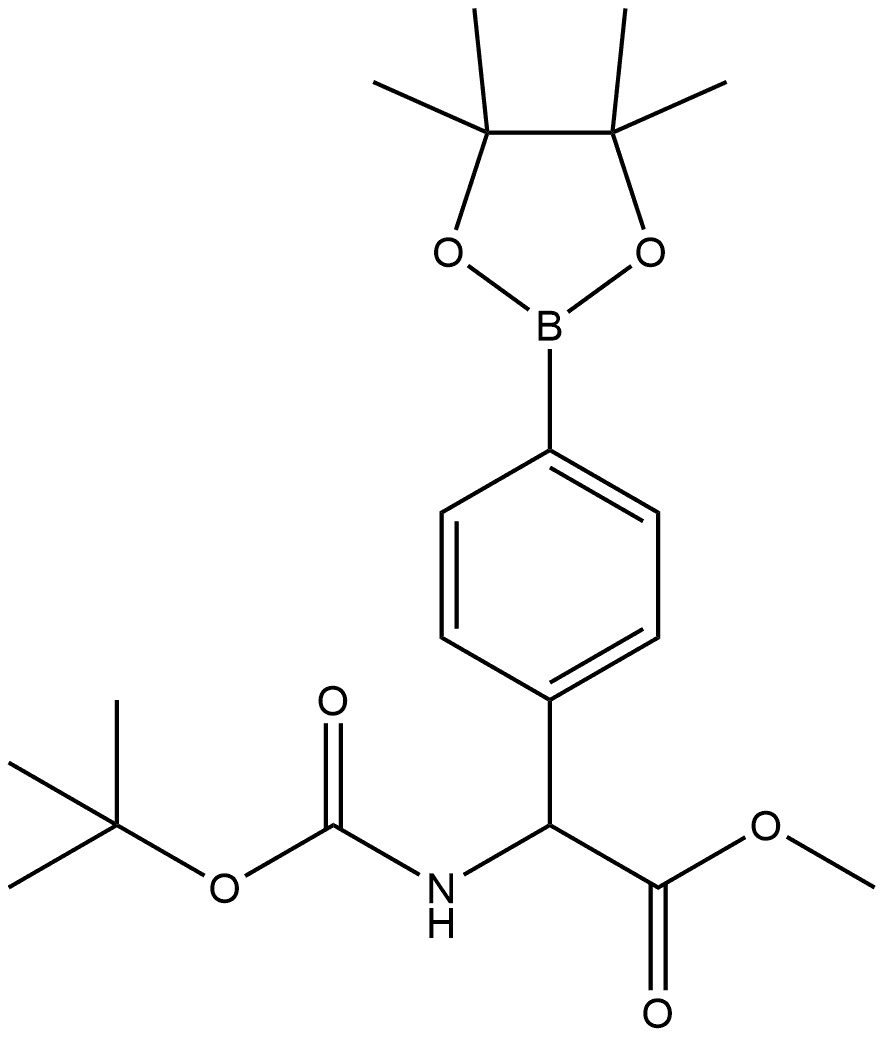 Benzeneacetic acid, α-[[(1,1-dimethylethoxy)carbonyl]amino]-4-(4,4,5,5-tetramethyl-1,3,2-dioxaborolan-2-yl)-, methyl ester Struktur