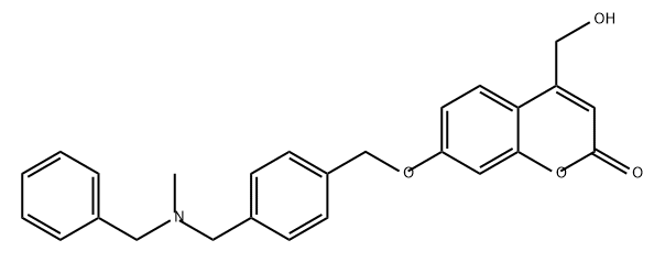 2H-1-Benzopyran-2-one, 4-(hydroxymethyl)-7-[[4-[[methyl(phenylmethyl)amino]methyl]phenyl]methoxy]- Struktur