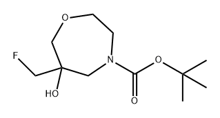 1,4-Oxazepine-4(5H)-carboxylic acid, 6-(fluoromethyl)tetrahydro-6-hydroxy-, 1,1-dimethylethyl ester Struktur