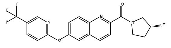 Methanone, [(3R)-3-fluoro-1-pyrrolidinyl][6-[[5-(trifluoromethyl)-2-pyridinyl]oxy]-2-quinolinyl]- Struktur