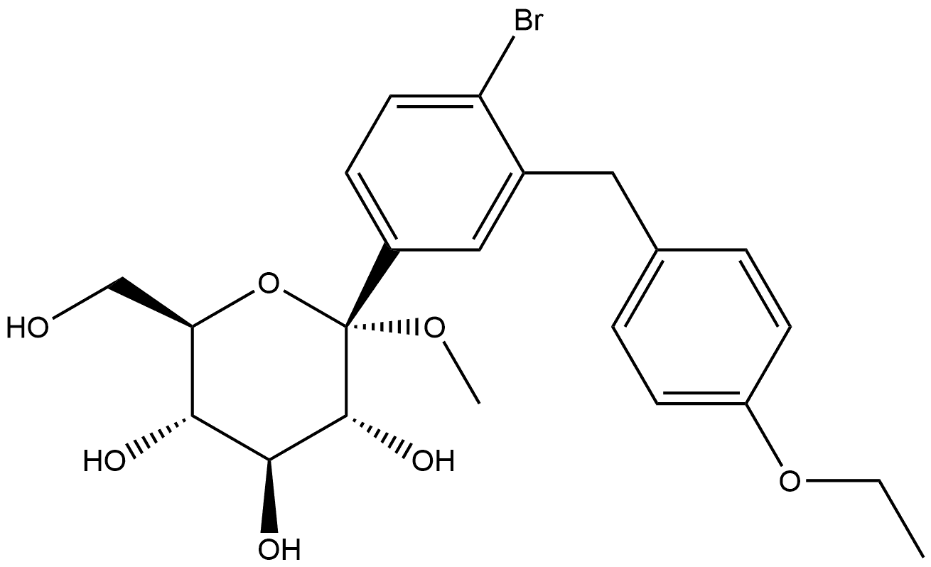 α-D-Glucopyranoside, methyl 1-C-[4-bromo-3-[(4-ethoxyphenyl)methyl]phenyl]- Struktur