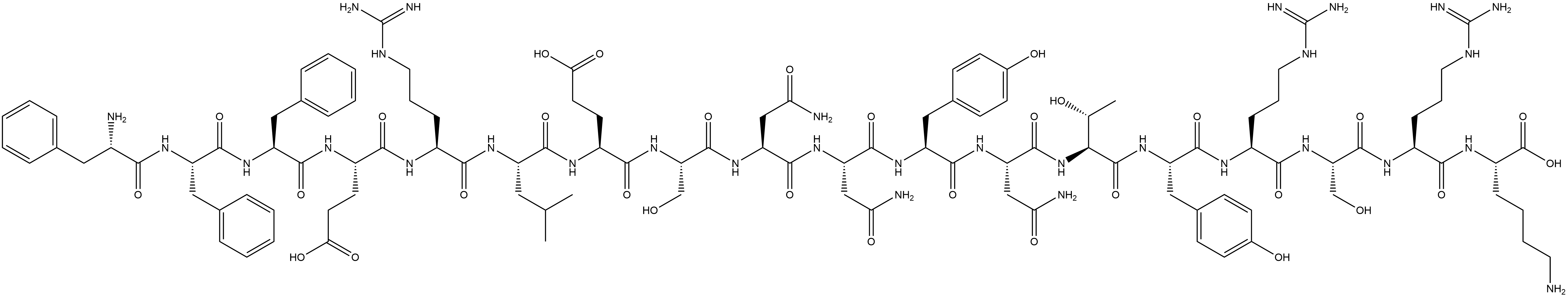 L-Lysine, L-phenylalanyl-L-phenylalanyl-L-phenylalanyl-L-α-glutamyl-L-arginyl-L-leucyl-L-α-glutamyl-L-seryl-L-asparaginyl-L-asparaginyl-L-tyrosyl-L-asparaginyl-L-threonyl-L-tyrosyl-L-arginyl-L-seryl-L-arginyl- Struktur