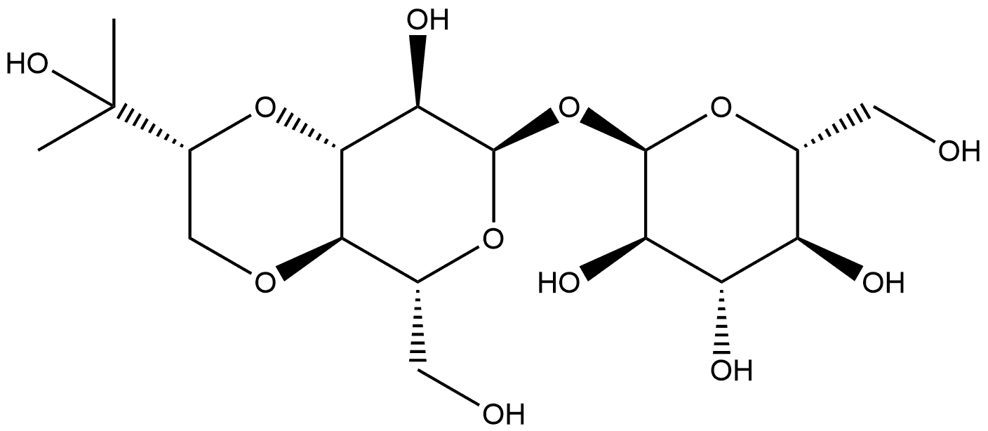 α-D-Glucopyranosyl 3,4-O-[(1R)-1-(1-hydroxy-1-methylethyl)-1,2-ethanediyl]-α-D-glucopyranoside Struktur