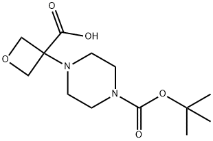 1-Piperazinecarboxylic acid, 4-(3-carboxy-3-oxetanyl)-, 1-(1,1-dimethylethyl) ester Struktur