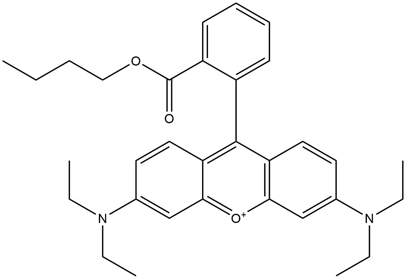 9-[2-(Butoxycarbonyl)phenyl]-3,6-bis(diethylamino)xanthylium Struktur