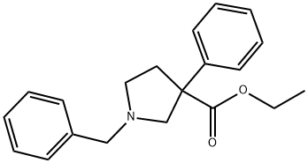 3-Pyrrolidinecarboxylic acid, 3-phenyl-1-(phenylmethyl)-, ethyl ester Struktur