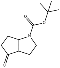 Cyclopenta[b]pyrrole-1(2H)-carboxylic acid, hexahydro-4-oxo-, 1,1-dimethylethyl ester Struktur