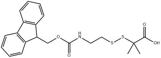 Propanoic acid, 2-[[2-[[(9H-fluoren-9-ylmethoxy)carbonyl]amino]ethyl]dithio]-2-methyl- Struktur