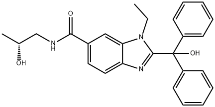 1H-Benzimidazole-6-carboxamide, 1-ethyl-2-(hydroxydiphenylmethyl)-N-[(2R)-2-hydroxypropyl]- Struktur