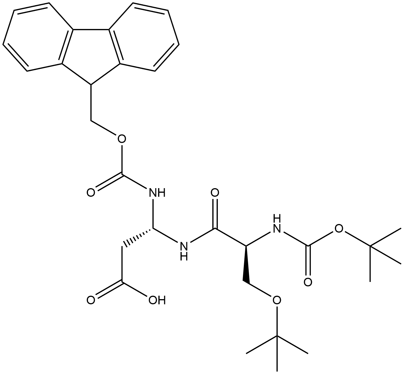 β-Alanine, N-[(1,1-dimethylethoxy)carbonyl]-O-(1,1-dimethylethyl)-L-seryl-2-[[(9H-fluoren-9-ylmethoxy)carbonyl]amino]-, (2S)- Struktur