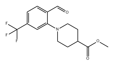 4-Piperidinecarboxylic acid, 1-[2-formyl-5-(trifluoromethyl)phenyl]-, methyl ester Structure