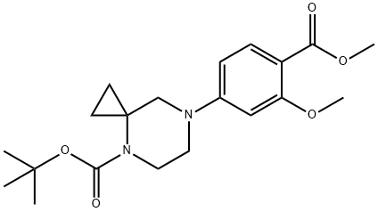 Tert-butyl 7-(3-methoxy-4-methoxycarbonylphenyl)-4,7-diazaspiro[2.5]octane-4-carboxylate Struktur