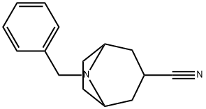 8-Azabicyclo[3.2.1]octane-3-carbonitrile, 8-(phenylmethyl)- Struktur