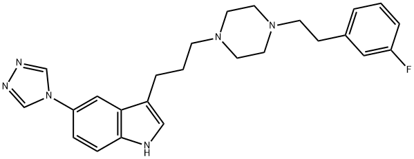 1H-Indole, 3-[3-[4-[2-(3-fluorophenyl)ethyl]-1-piperazinyl]propyl]-5-(4H-1,2,4-triazol-4-yl)- Struktur