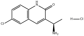 2(1H)-Quinolinone, 3-[(1R)-1-aminoethyl]-6-chloro-, hydrochloride (1:1) Struktur