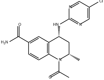 6-Quinolinecarboxamide, 1-acetyl-4-[(5-chloro-2-pyrimidinyl)amino]-1,2,3,4-tetrahydro-2-methyl-, (2S,4R)- Struktur