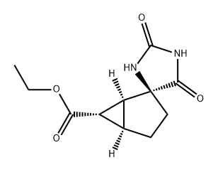 Spiro[bicyclo[3.1.0]hexane-2,4'-imidazolidine]-6-carboxylic acid, 2',5'-dioxo-, ethyl ester, (1S,2S,5R,6S)- Struktur