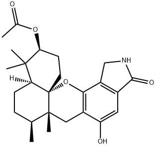 3H-Naphtho[1',8'a:5,6]pyrano[2,3-e]isoindol-3-one, 11-(acetyloxy)-1,2,6,6a,7,8,9,9a,10,11,12,13-dodecahydro-5-hydroxy-6a,7,10,10-tetramethyl-, (6aR,7S,9aS,11S,13aS)- Struktur