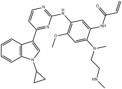 2-Propenamide, N-[5-[[4-(1-cyclopropyl-1H-indol-3-yl)-2-pyrimidinyl]amino]-4-methoxy-2-[methyl[2-(methylamino)ethyl]amino]phenyl]- Struktur