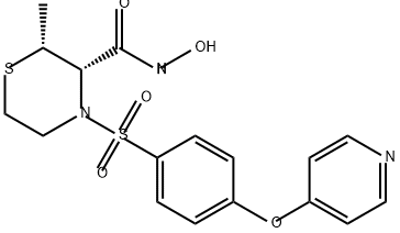 3-Thiomorpholinecarboxamide, N-hydroxy-2-methyl-4-[[4-(4-pyridinyloxy)phenyl]sulfonyl]-, (2R,3S)- Struktur