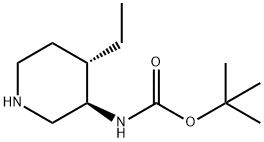 Carbamic acid, N-[(3R,4S)-4-ethyl-3-piperidinyl]-, 1,1-dimethylethyl ester Struktur