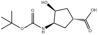 Cyclopentanecarboxylic acid, 3-[[(1,1-dimethylethoxy)carbonyl]amino]-4-hydroxy-, (1R,3R,4S)- Struktur