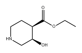 4-Piperidinecarboxylic acid, 3-hydroxy-, ethyl ester, (3R,4R)- Struktur