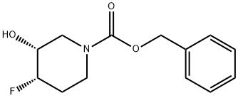 1-Piperidinecarboxylic acid, 4-fluoro-3-hydroxy-, phenylmethyl ester, (3R,4S)- Struktur