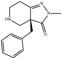 3H-Pyrazolo[4,3-c]pyridin-3-one, 2,3a,4,5,6,7-hexahydro-2-methyl-3a-(phenylmethyl)-, (3aR)- Struktur