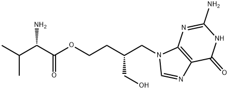 L-Valine, (3R)-4-(2-amino-1,6-dihydro-6-oxo-9H-purin-9-yl)-3-(hydroxymethyl)butyl ester Struktur