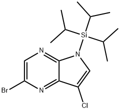 2-Bromo-7-chloro-5-(triisopropylsilyl)-5H-pyrrolo[2,3-b]pyrazine Struktur