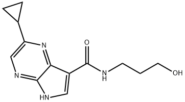 2-Cyclopropyl-N-(3-hydroxypropyl)-5H-pyrrolo[2,3-b]pyrazine-7-carboxamide Struktur