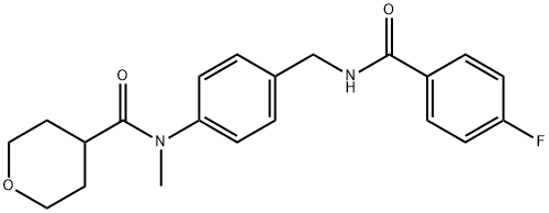 N-(4-((4-Fluorobenzamido)methyl)phenyl)-N-methyltetrahydro-2H-pyran-4-carboxamide Struktur