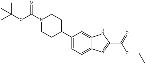 Ethyl 5-(1-(tert-butoxycarbonyl)piperidin-4-yl)-1H-benzo[d]imidazole-2-carboxylate Struktur