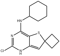 2''-Chloro-N-cyclohexyl-7''H-spiro[cyclobutane-1,6''-thieno[3,2-d]pyrimidin]-4''-amine Struktur