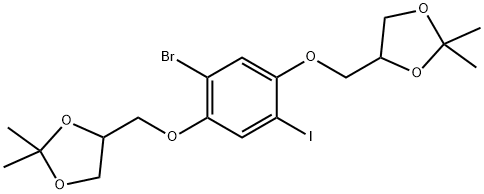 4,4'-(((2-Bromo-5-iodo-1,4-phenylene)bis(oxy))bis(methylene))bis(2,2-dimethyl-1,3-dioxolane) Struktur