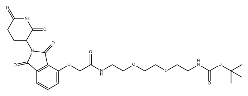 5,8-Dioxa-2,11-diazatridecanoic acid, 13-[[2-(2,6-dioxo-3-piperidinyl)-2,3-dihydro-1,3-dioxo-1H-isoindol-4-yl]oxy]-12-oxo-, 1,1-dimethylethyl ester Struktur